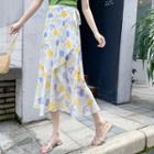 Midi Leaf Printed A-line Skirt