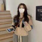 Color Block Cardigan / Drawstring Wide-leg Pants