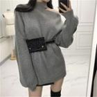 Cut-out Lantern-sleeve Oversize Sweater