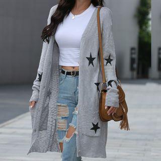 Star Embroidery Long Cardigan