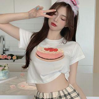 Short-sleeve Cake Print T-shirt (various Designs)