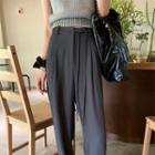 High-waist Drawstring Plain Loose Fit Pants
