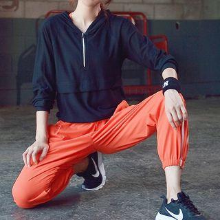 Sport Hood Long-sleeve Mesh Top