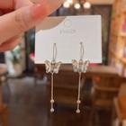 Butterfly Faux Crystal Alloy Dangle Earring E5249 - 1 Pair - Silver - One Size