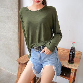 Drop-shoulder Linen Blend T-shirt