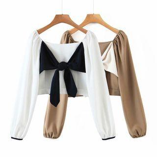 Two Tone Ribbon Blouse