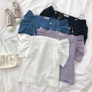 Faux-pearl Short-sleeve Top