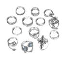 Set Of 13: Retro Alloy Ring (assorted Designs) A - Silver - One Size