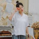Traditional Chinese Elbow-sleeve Top / Pleated Midi Skirt
