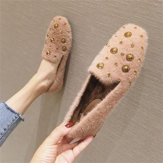 Embellished Fluffy Moccasins