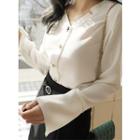 V-neck Metallic-button Blouse