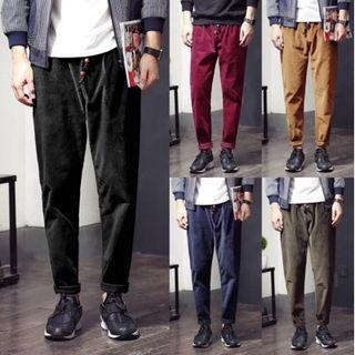Drawstring Harem Corduroy Pants