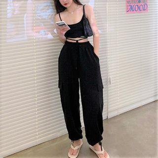 Lace Up Camisole / Cropped Harem Pants