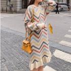 Curve-stripe Shift Sweater Dress