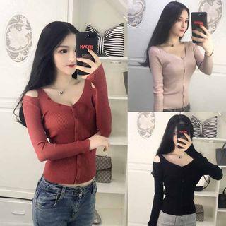 Cutout-shoulder Cardigan