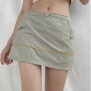 Low Waist Drawstring Mini A-line Cargo Skirt