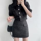 Set: Puff Sleeve Shirt + Mini Skirt