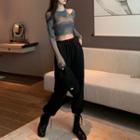 Long-sleeve Cropped T-shirt / High-waist Jogger Pants / Set