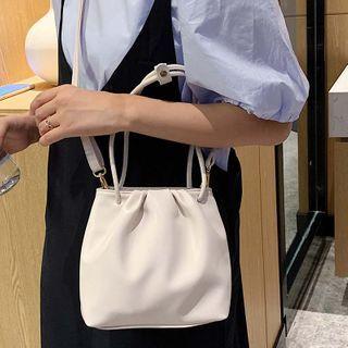 Plain Top Handle Shirred Bucket Bag