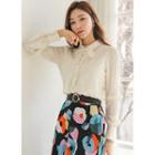 Crochet-trim Frill-detail Embossed Blouse