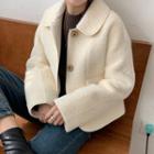 Plain Fleece Loose-fit Cropped Jacket