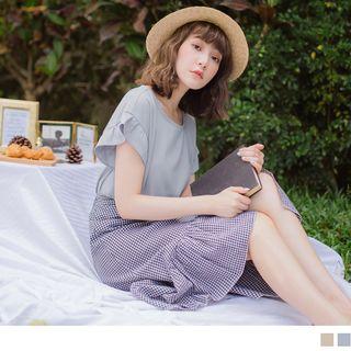Frilled Trim Short Sleeve Top