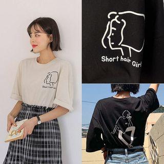 Illustrated Drop-shoulder T-shirt