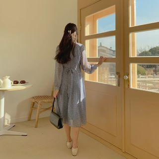 Floral Chiffon Midi Dress Sky Blue - One Size