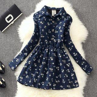 Fleece Lined Collared Long Sleeve Dress