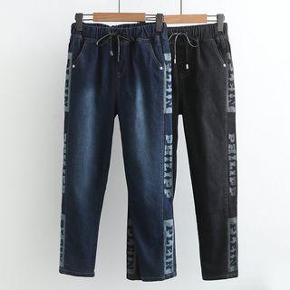 High Waist Lettering Straight-cut Jeans