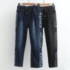 High Waist Lettering Straight-cut Jeans