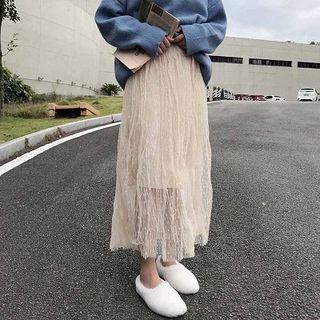 Dot Mesh Midi Skirt