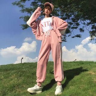 Set: Zip Hoodie + Paneled Sweatpants