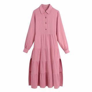 Slit Tiered Midi A-line Dress