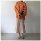 Crew-neck Sweater / Midi Pleated Skirt