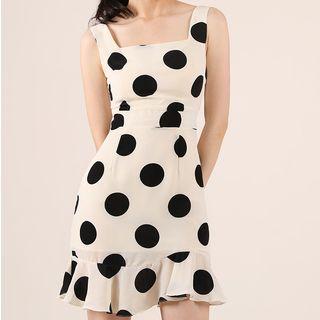 Dotted Sleeveless Mini A-line Dress