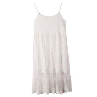 Spaghetti-strap Midi Lace-overlay Dress