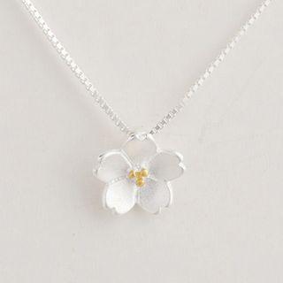 925 Sterling Silver Flower Pendant Necklace S925 Sterling Silver - Cherry Blossom - One Size