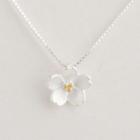 925 Sterling Silver Flower Pendant Necklace S925 Sterling Silver - Cherry Blossom - One Size