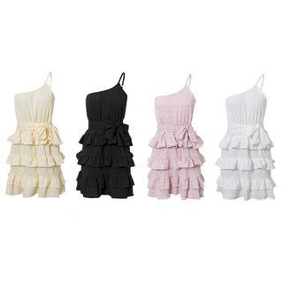 Spaghetti-strap Ruffled A-line Mini Dress