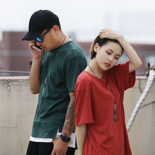 Couple Match Short-sleeve Mock Two Piece T-shirt