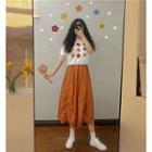 Asymmetric Midi Skirt Tangerine - One Size