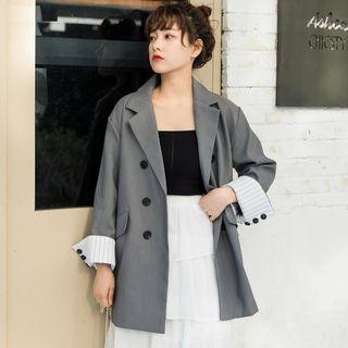Striped Paneled Double Breasted Blazer