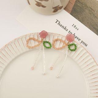 Flower Bow Faux Crystal Dangle Earring