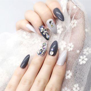 Embellished Nail Art Faux Nail Tip 0055-3d-32 - Glue - As Shown In Figure - One Size