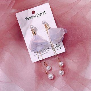 Faux Pearl Fabric Petal Fringed Earring As Shown In Figure - One Size