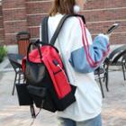 Color Block Canvas Backpack With Pouch