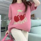 Elbow-sleeve Fruit Print Sweater