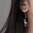 925 Sterling Silver Safety Pin Rabbit Dangle Earring