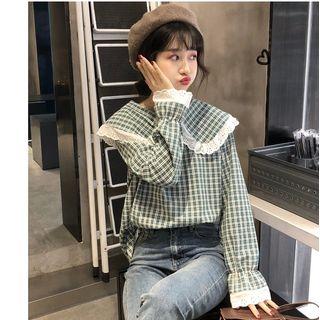 Lace Trim Checked Blouse